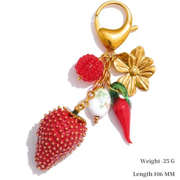 Gold and Red Charm Keychain - Picture 3 of 8